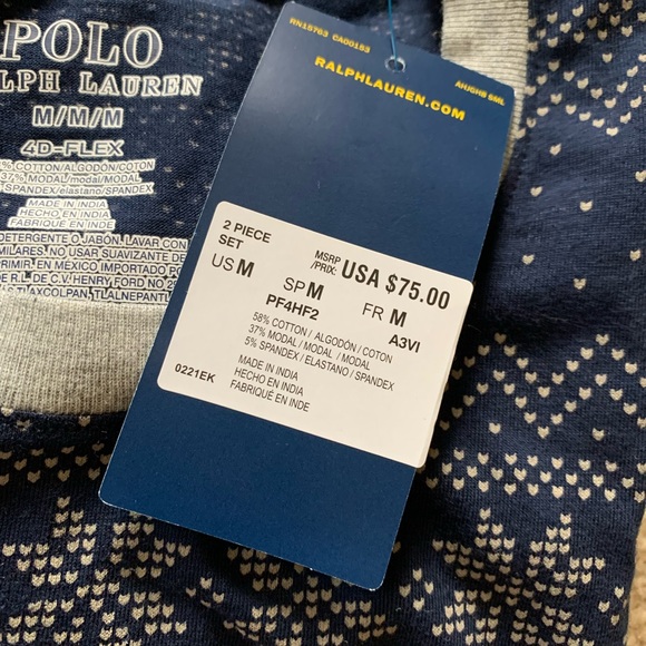 Polo Ralph Lauren men Christmas snowflake cotton pajama set - Picture 3 of 5